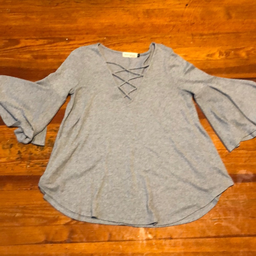 Light Blue flowy top with bell sleeves